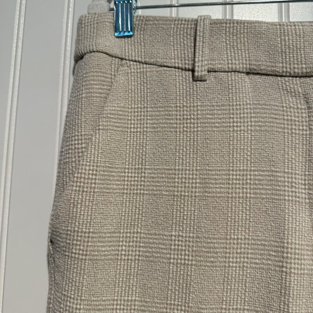 H&M Beige Tan Glen Plaid Ankle Pants Career Work Wear High Waisted Size 12 - Picture 3 of 6